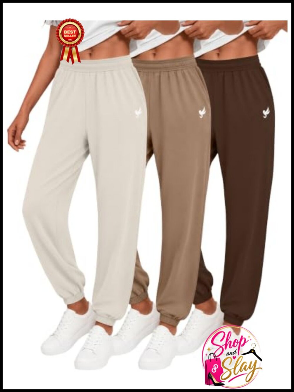 3 Pack Womens Jogger Pants Lightweight Sweatpants with Pockets